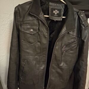 Black Leather Bomber Jacket for Men